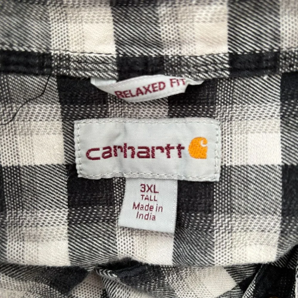 Carhartt Mens Plaid Button Up Shirt 3XT Relaxed Fit Gray Utility Workwear - Picture 3 of 8